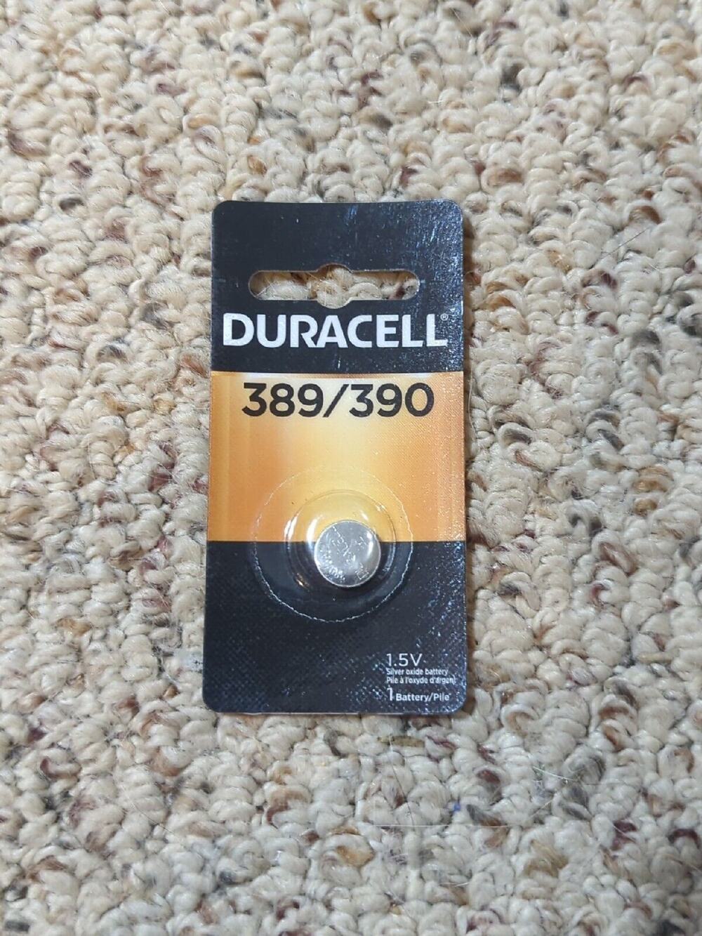 389/390 Duracell Silver Oxide Batteries (AG10, 189, LR1130, SR1130SW, SR54) QTY1